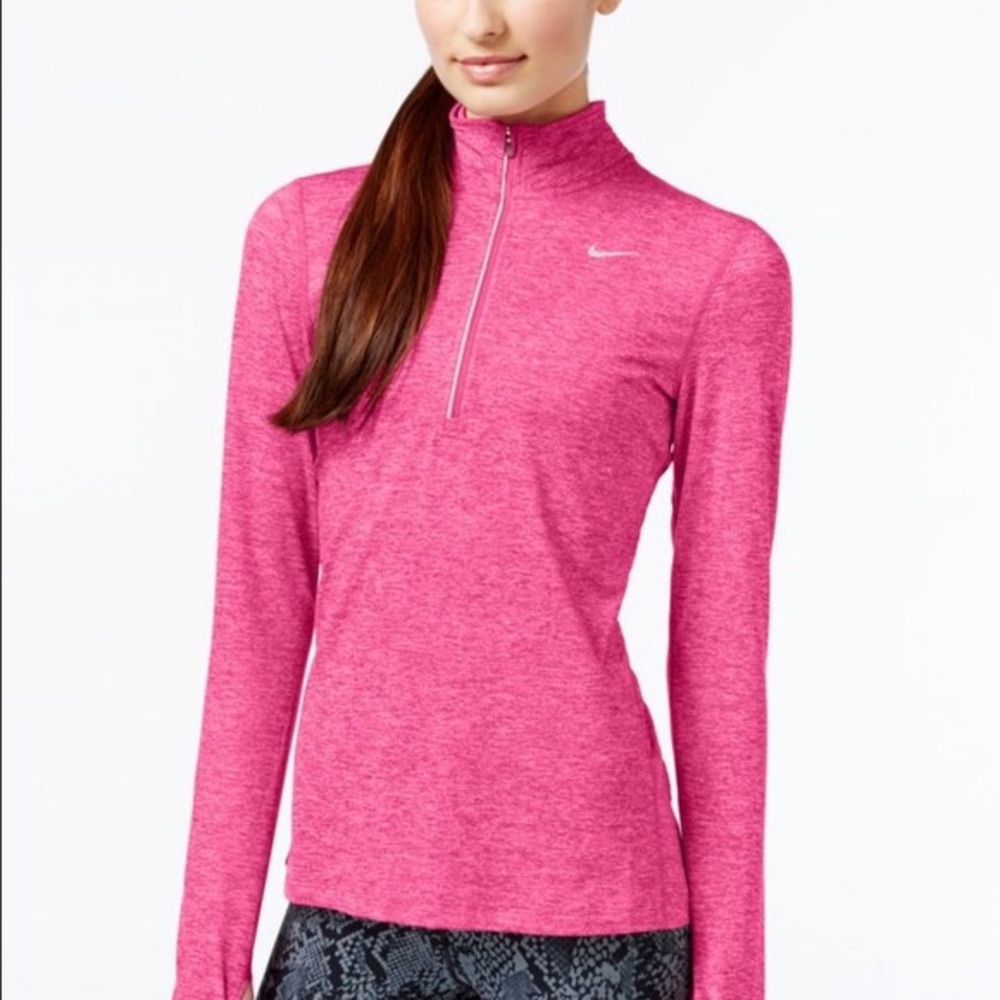 nike running dri fit pink womens quarter zip